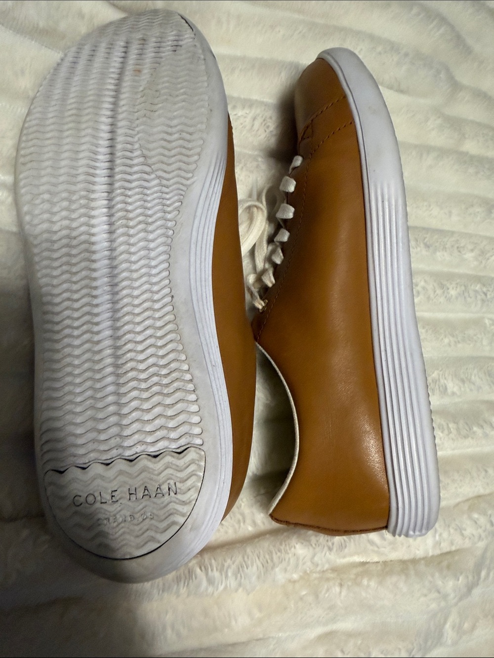 Cole Haan Tan and White Low-Top Sneakers - Picture 3 of 3